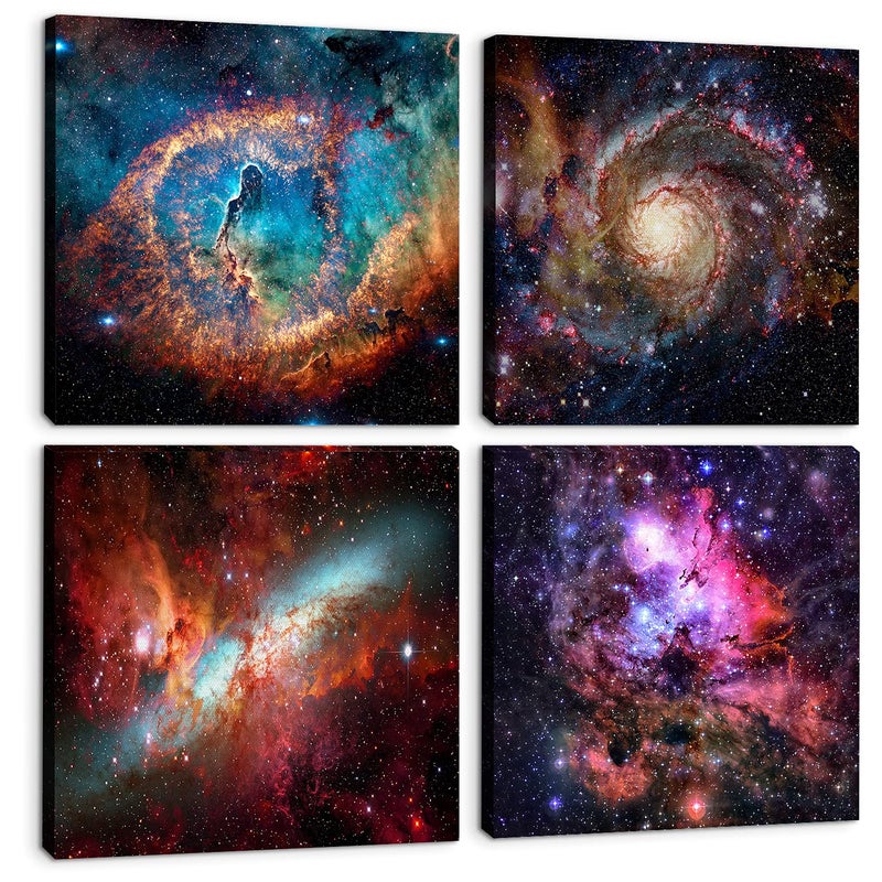 sunfrower Space Wall Art Galaxy Futuristic Decor for Teens Room Outer Space Nebula Pictures Boys Bedroom Marvel Room Canvas Painting Cosmic Poster Nursery Kids Bathroom Modern Artwork Home Decoration 16x16" - Image 1